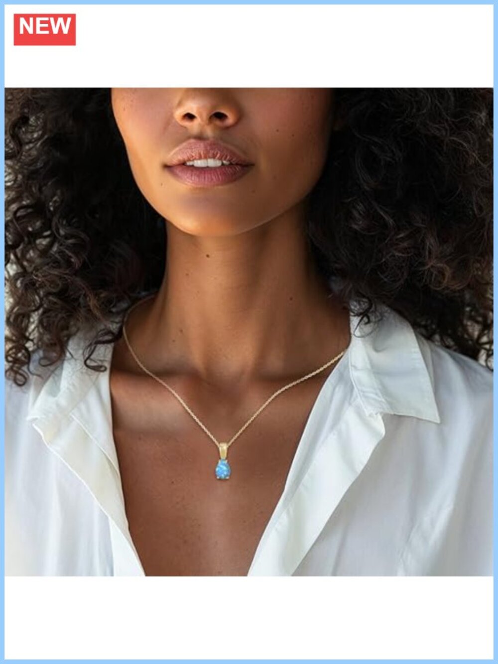 14K Gold Plated Silver Opal Pendant Necklace Dainty Everyday Jewelry - Picture 2 of 6